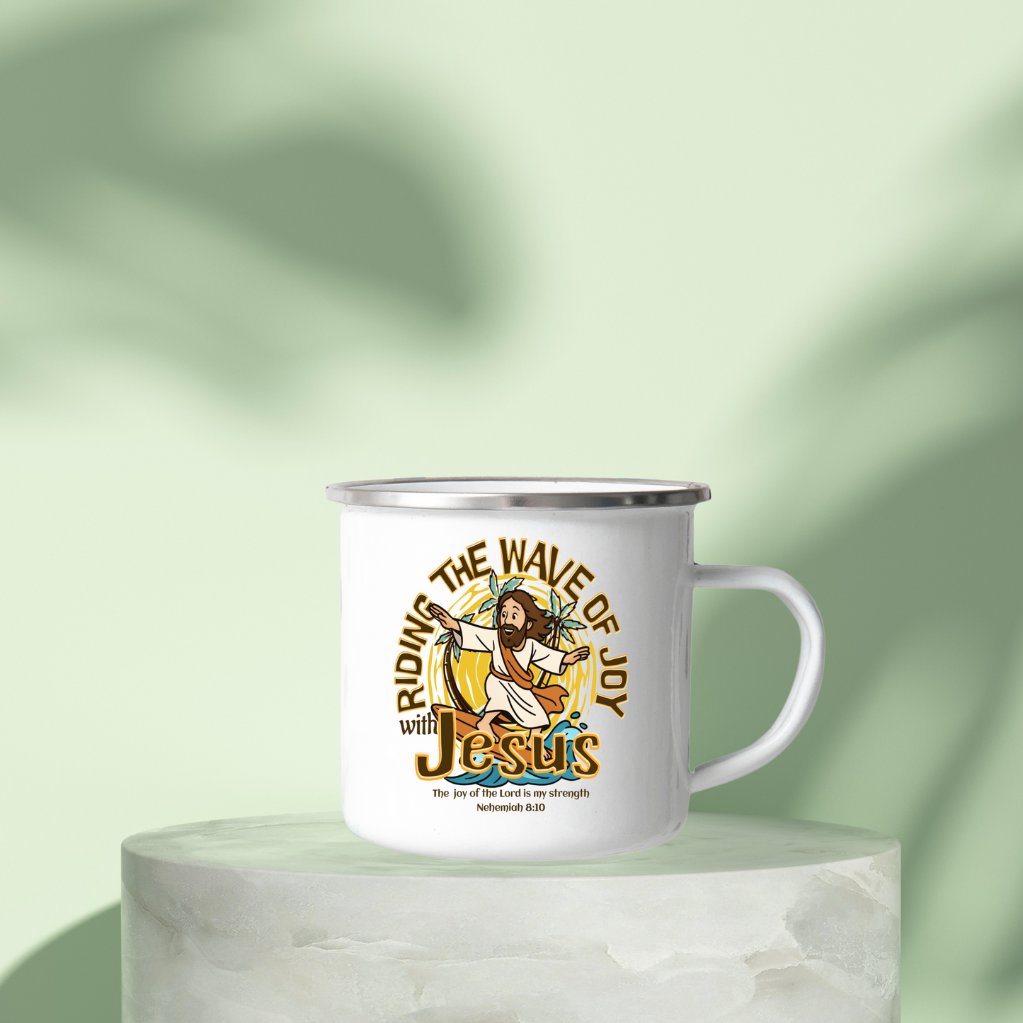 Riding the Wave of Joy with Jesus Camping Mug 12oz