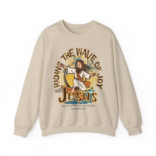 Riding the Wave of Joy with Jesus Sweatshirt