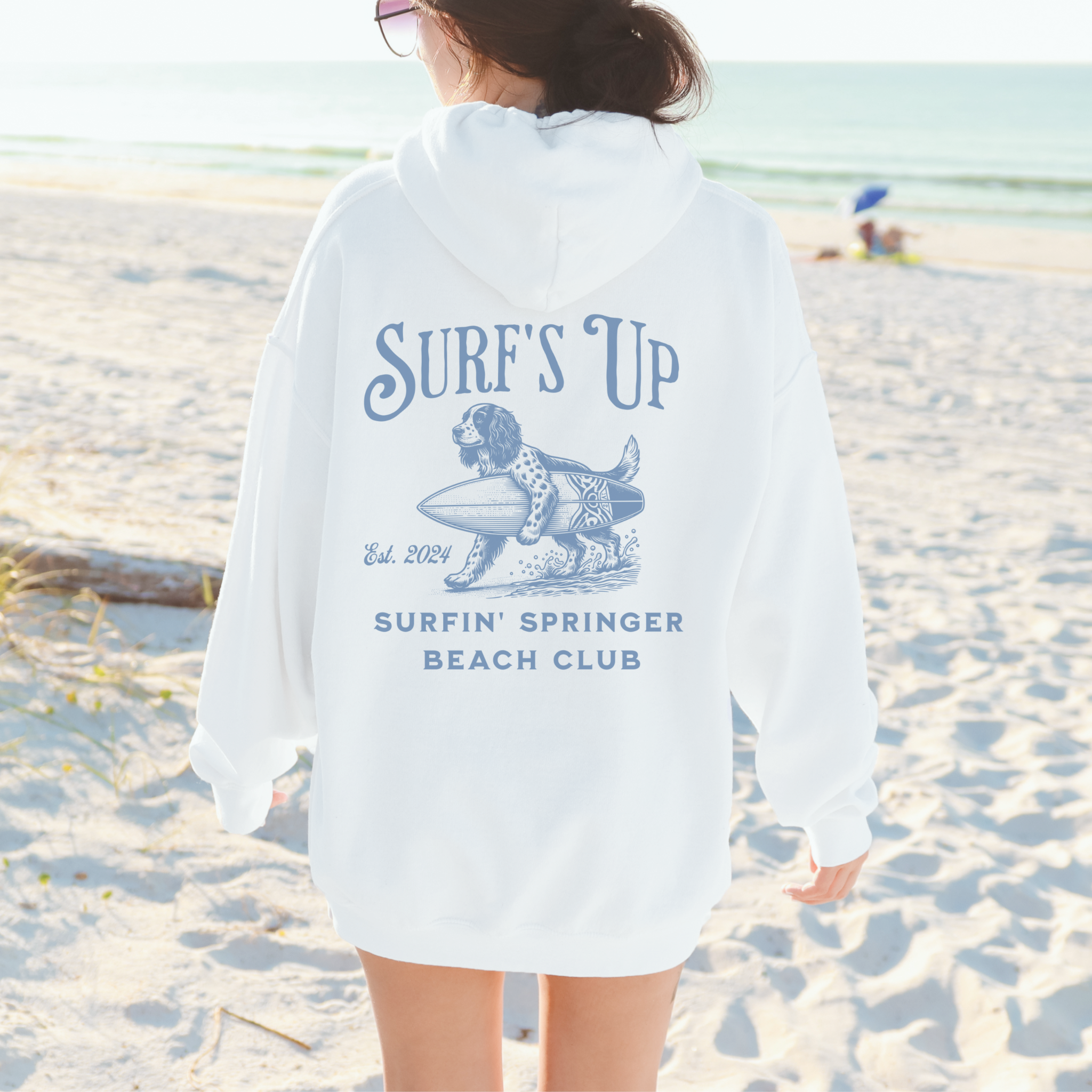 Surf's Up Surfin' Springer Beach Club Unisex Hoodie