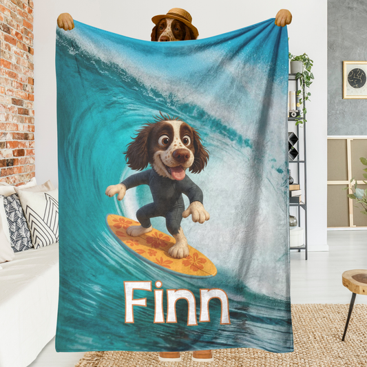 3D Cartoon Surfer Sherpa/Fleece Blanket 60x80