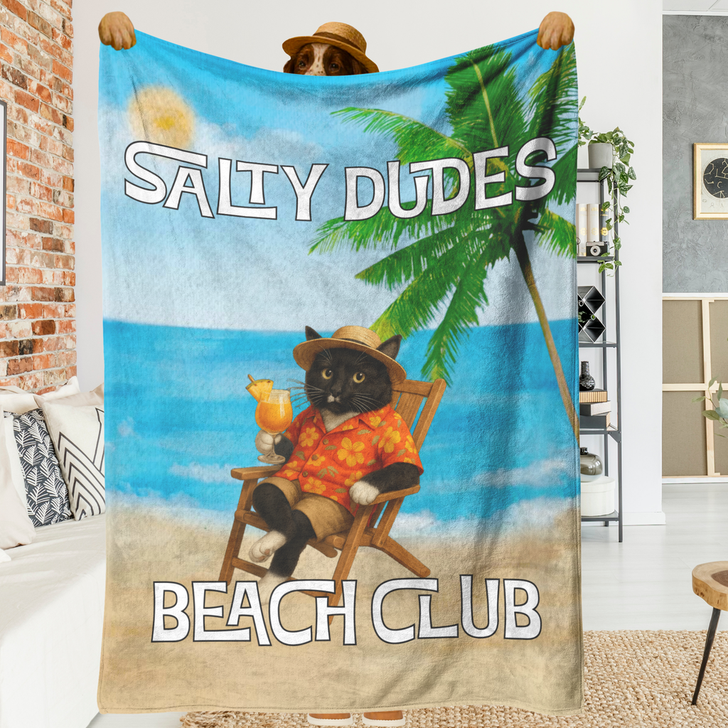 Salty Dudes and Salty Babes Beach Club Personalized Sherpa/Fleece Blanket  60x80
