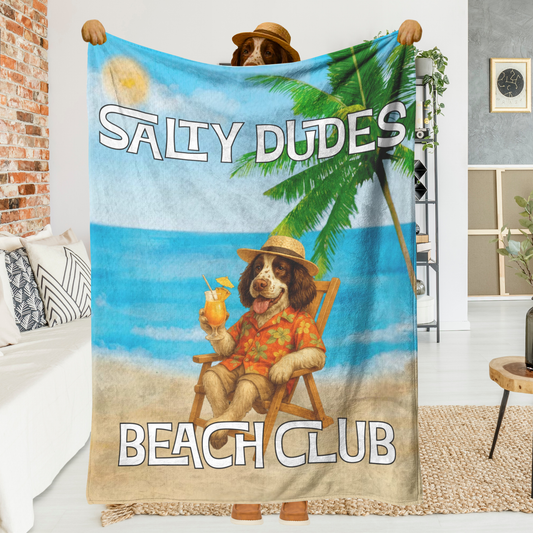 Salty Dudes and Salty Babes Beach Club Personalized Sherpa/Fleece Blanket  60x80