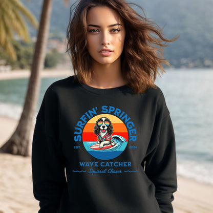 Surfin' Springer Wave Catcher, Squirrel Chaser Sweatshirt