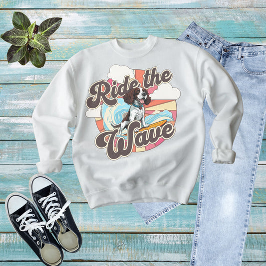 Ride the Wave Springer Spaniel Crewneck Sweatshirt