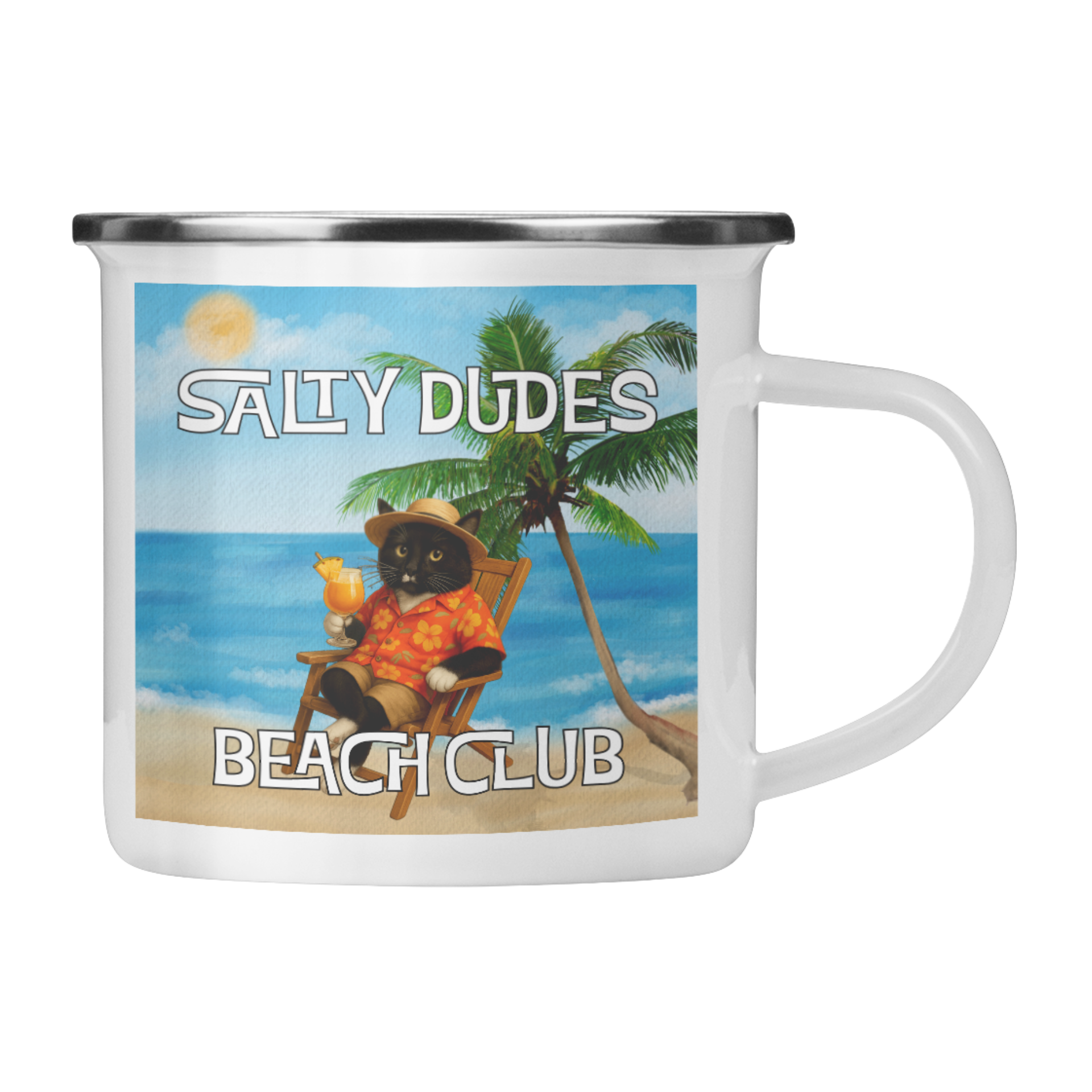 Salty Dudes and Babes Beach Club Personalized Pet Camping Mug 12oz