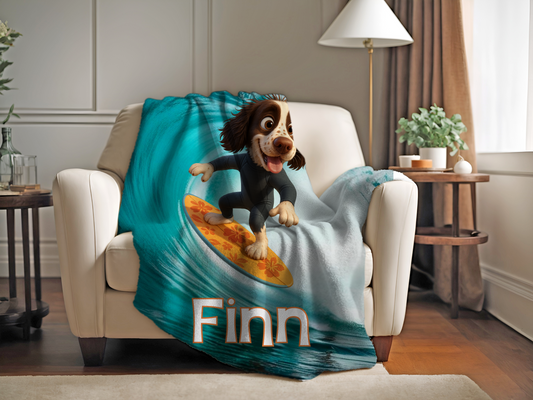 3D Cartoon Surfer Sherpa/Fleece Blanket 60x80