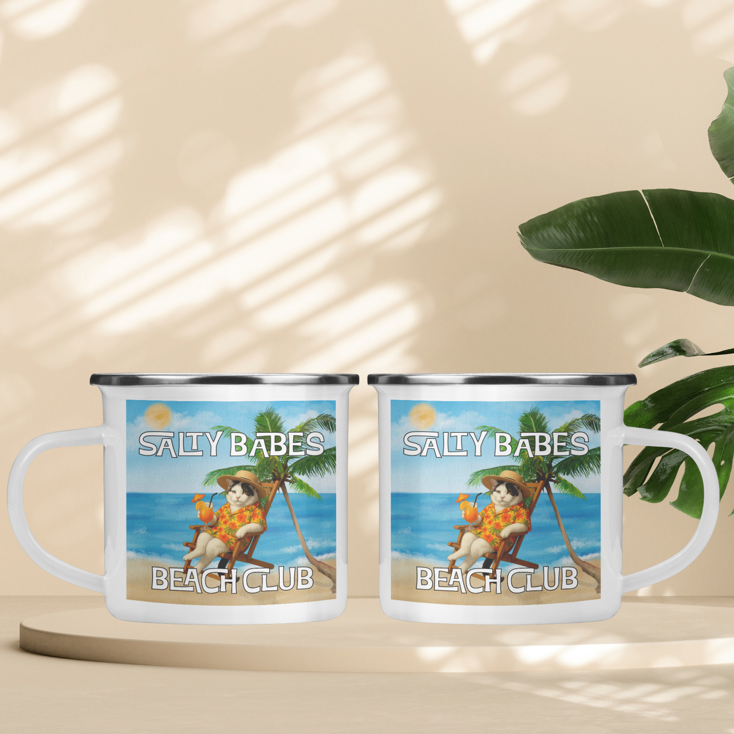 Salty Dudes and Babes Beach Club Personalized Pet Camping Mug 12oz