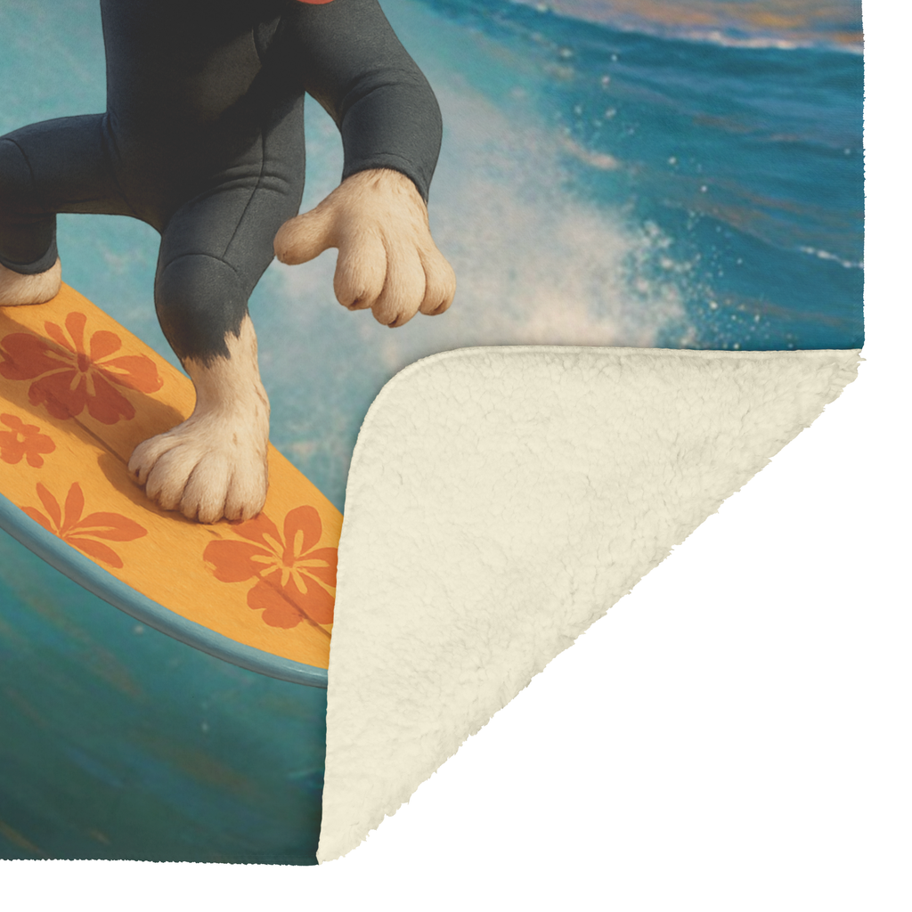Surfing Dog Personalized Sherpa/Fleece Blanket 60x80