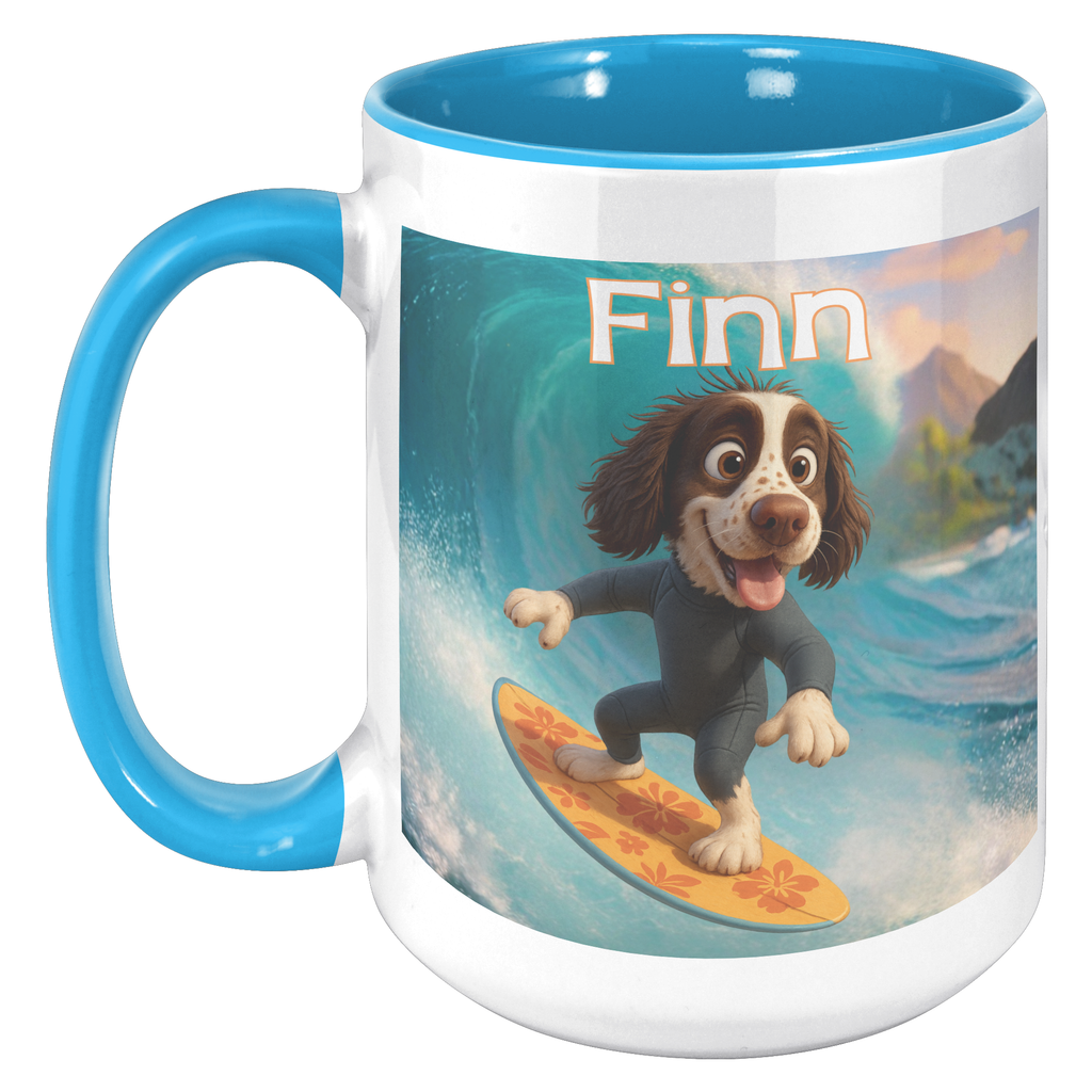 15oz Surfing Dog Personalized Mug