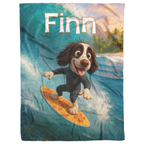 Surfing Dog Personalized Fleece Blanket 60x80