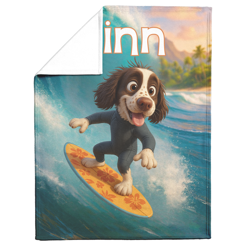 Surfing Dog Personalized Sherpa/Fleece Blanket 60x80