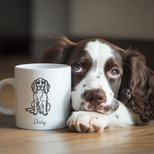 Springer Spaniel One Line Design Personalized Mug 15oz