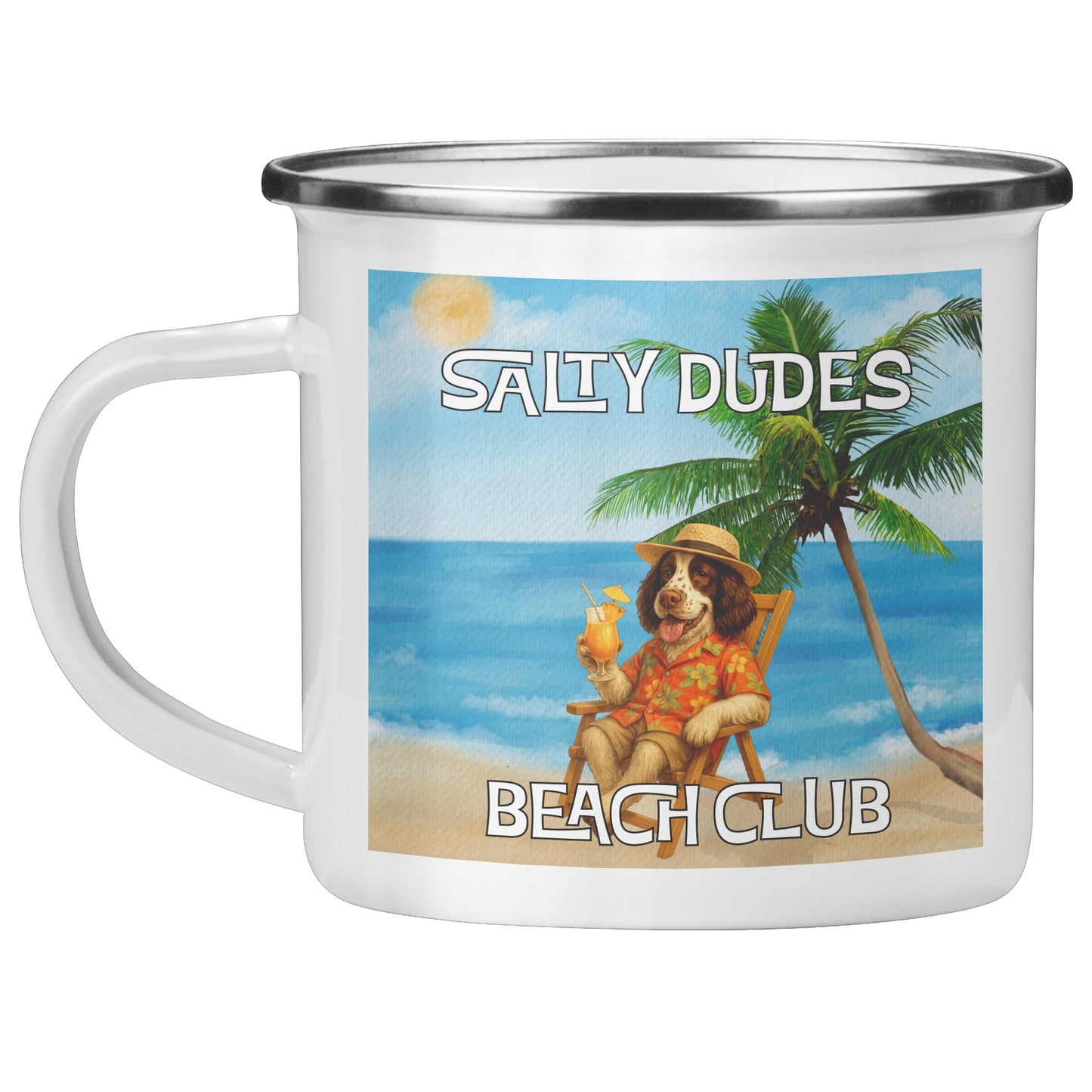 Salty Dudes and Babes Beach Club Personalized Pet Camping Mug 12oz