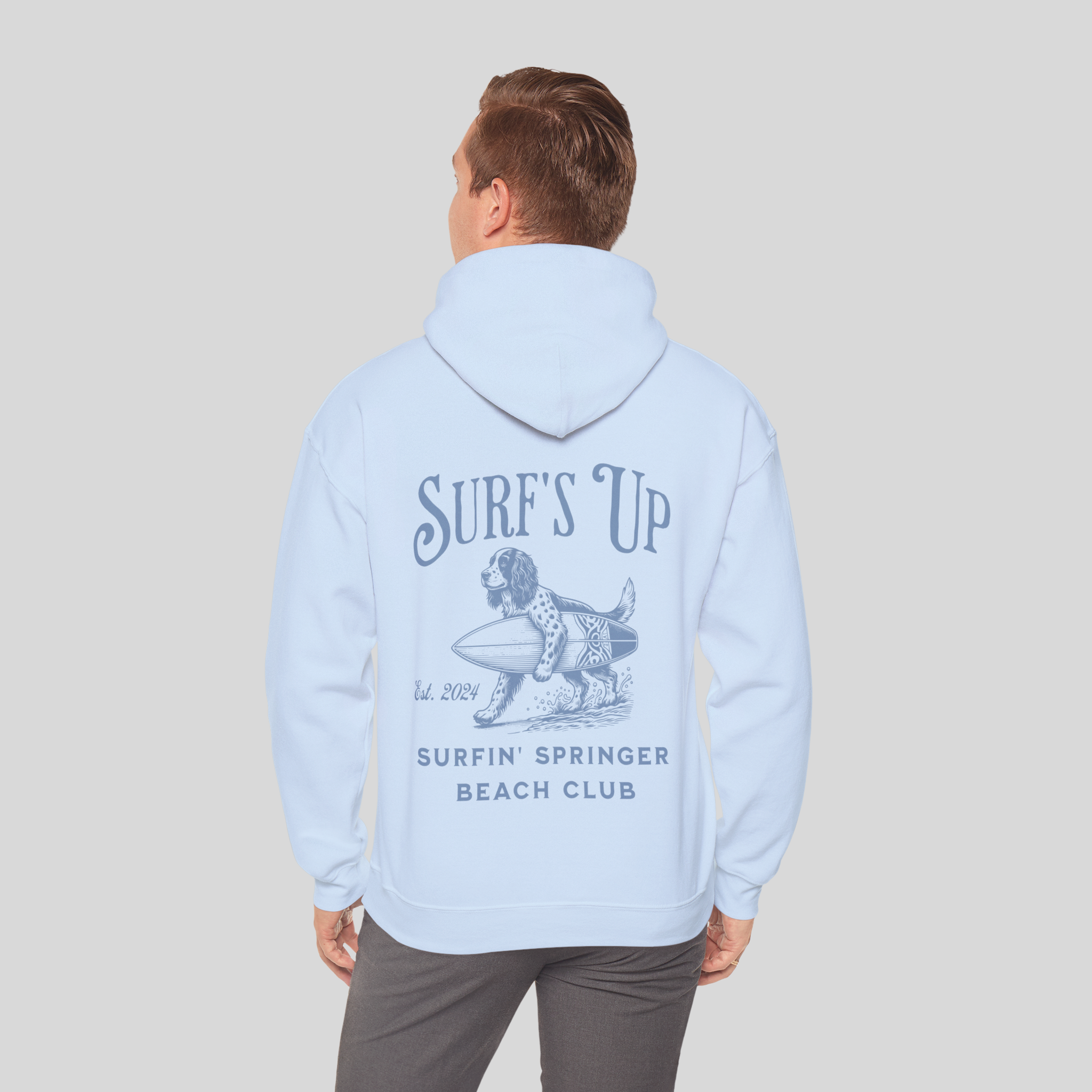 Surf's Up Surfin' Springer Beach Club Unisex Hoodie