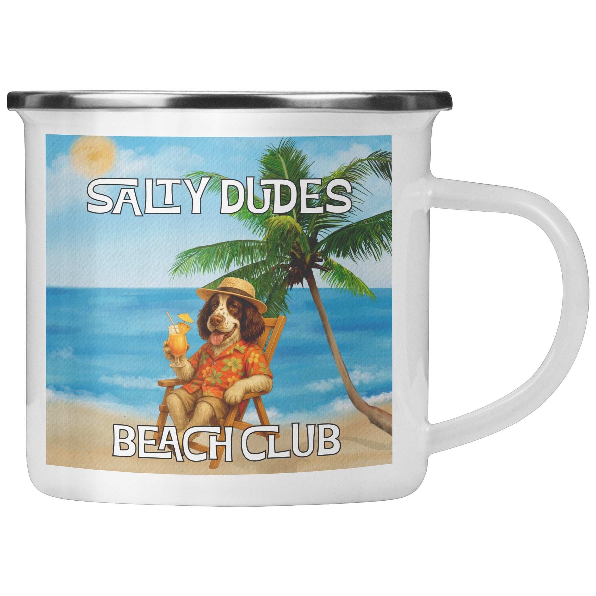 Salty Dudes and Babes Beach Club Personalized Pet Camping Mug 12oz