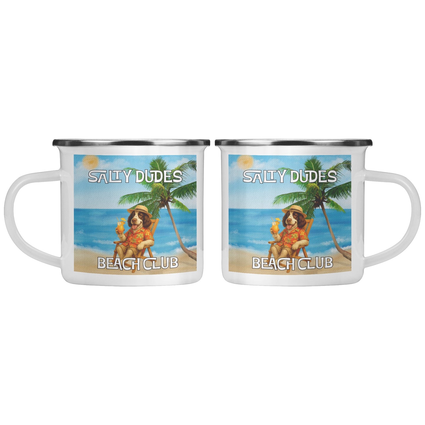 Salty Dudes and Babes Beach Club Personalized Pet Camping Mug 12oz