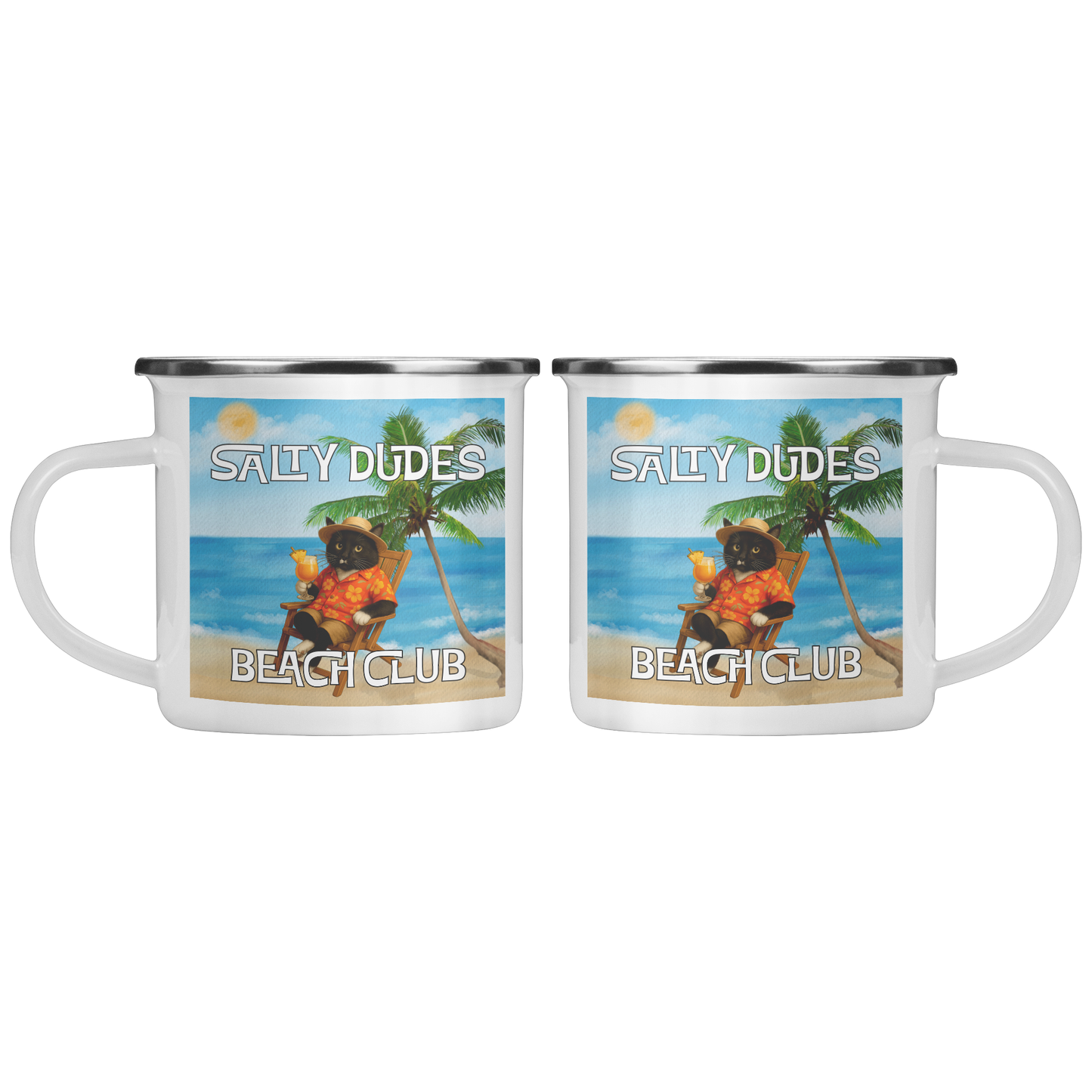 Salty Dudes and Babes Beach Club Personalized Pet Camping Mug 12oz