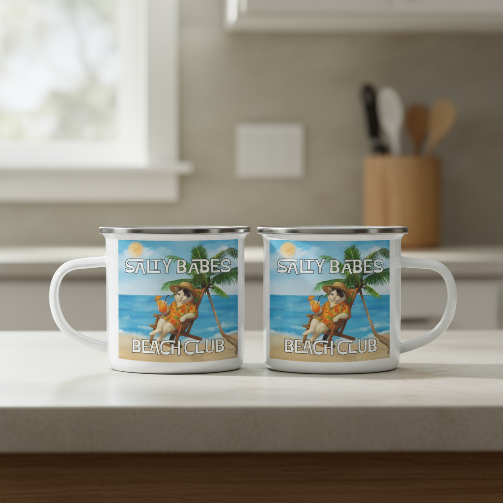 Salty Dudes and Babes Beach Club Personalized Pet Camping Mug 12oz
