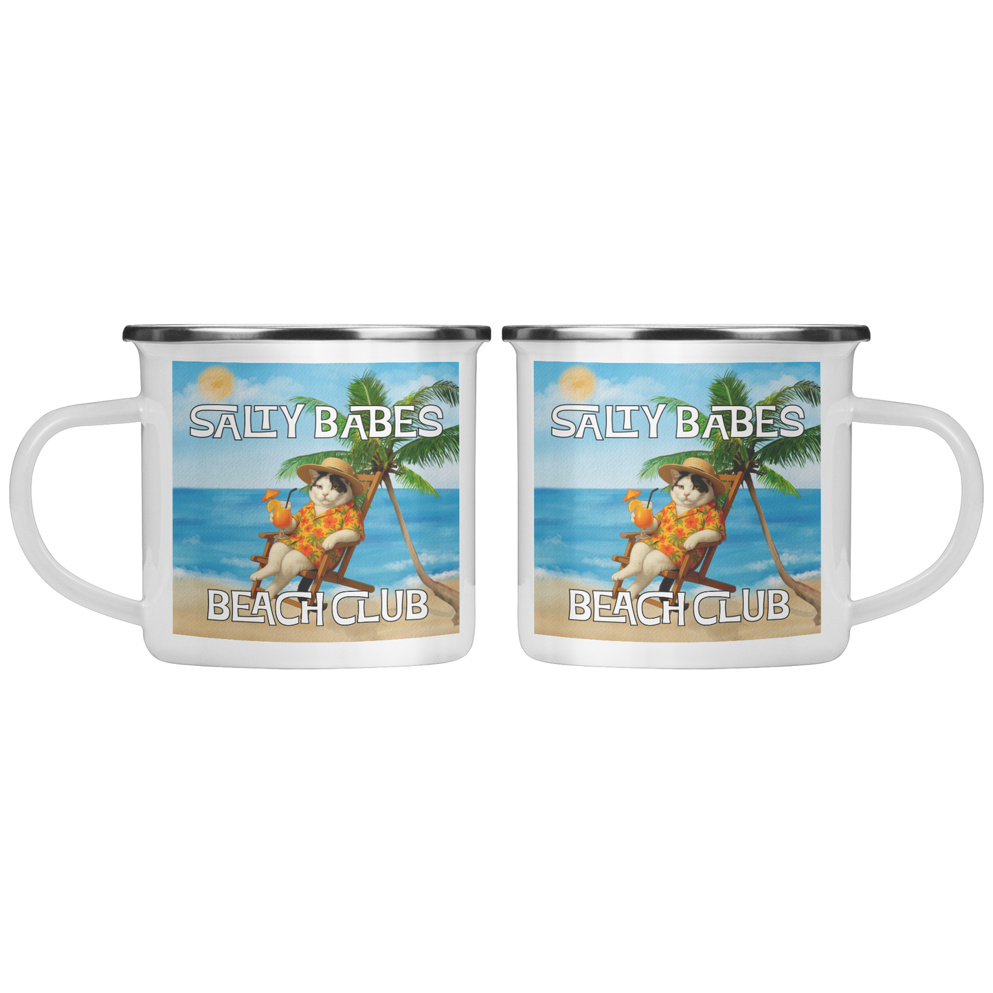 Salty Dudes and Babes Beach Club Personalized Pet Camping Mug 12oz