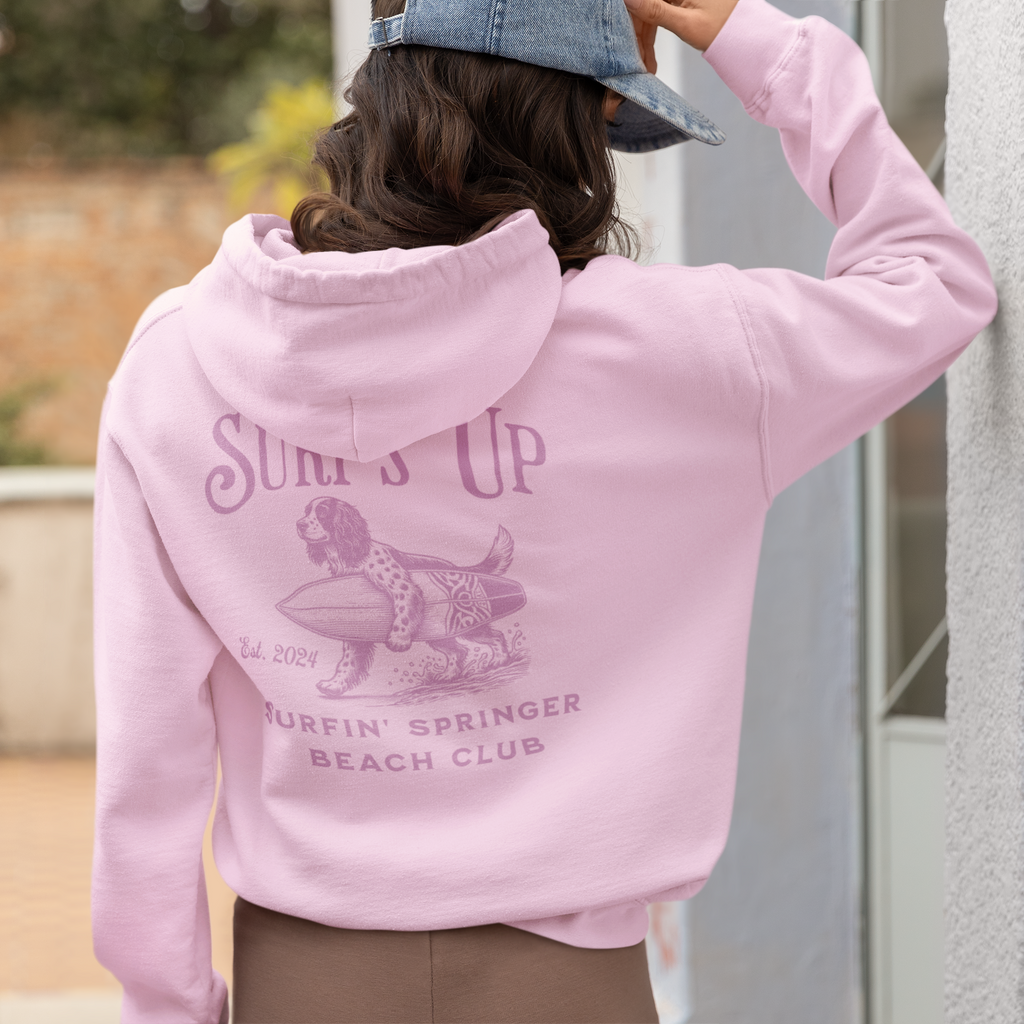 Surf's Up Surfin' Springer Beach Club Unisex Hoodie