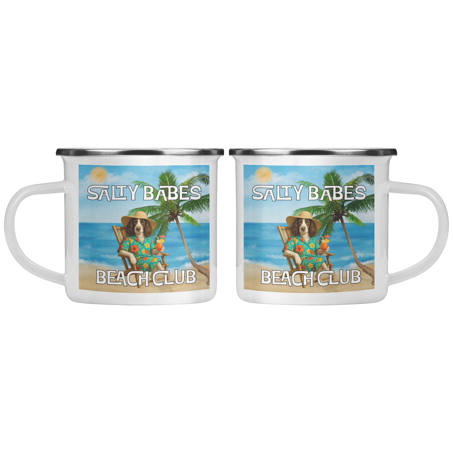 Salty Dudes and Babes Beach Club Personalized Pet Camping Mug 12oz