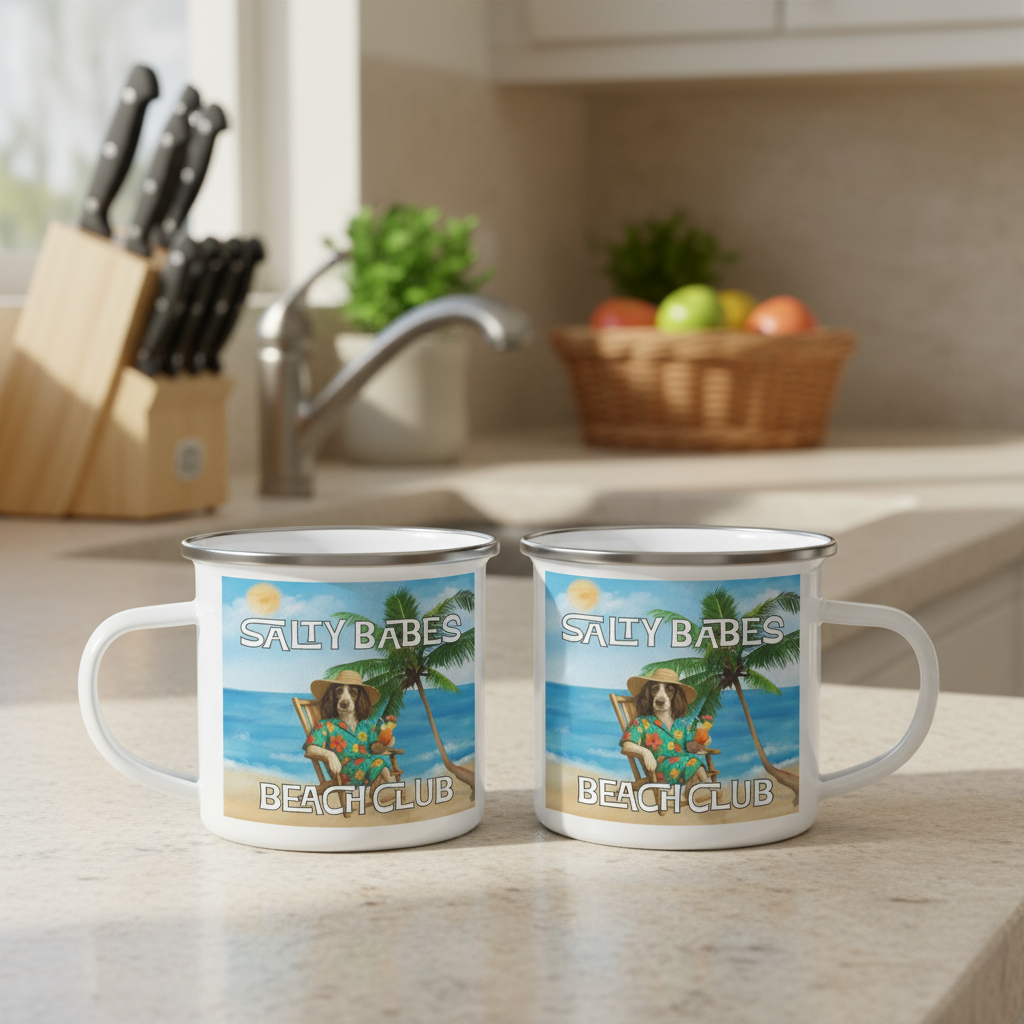 Salty Dudes and Babes Beach Club Personalized Pet Camping Mug 12oz