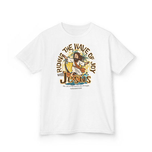 Riding the Wave of Joy with Jesus Kids T-Shirt