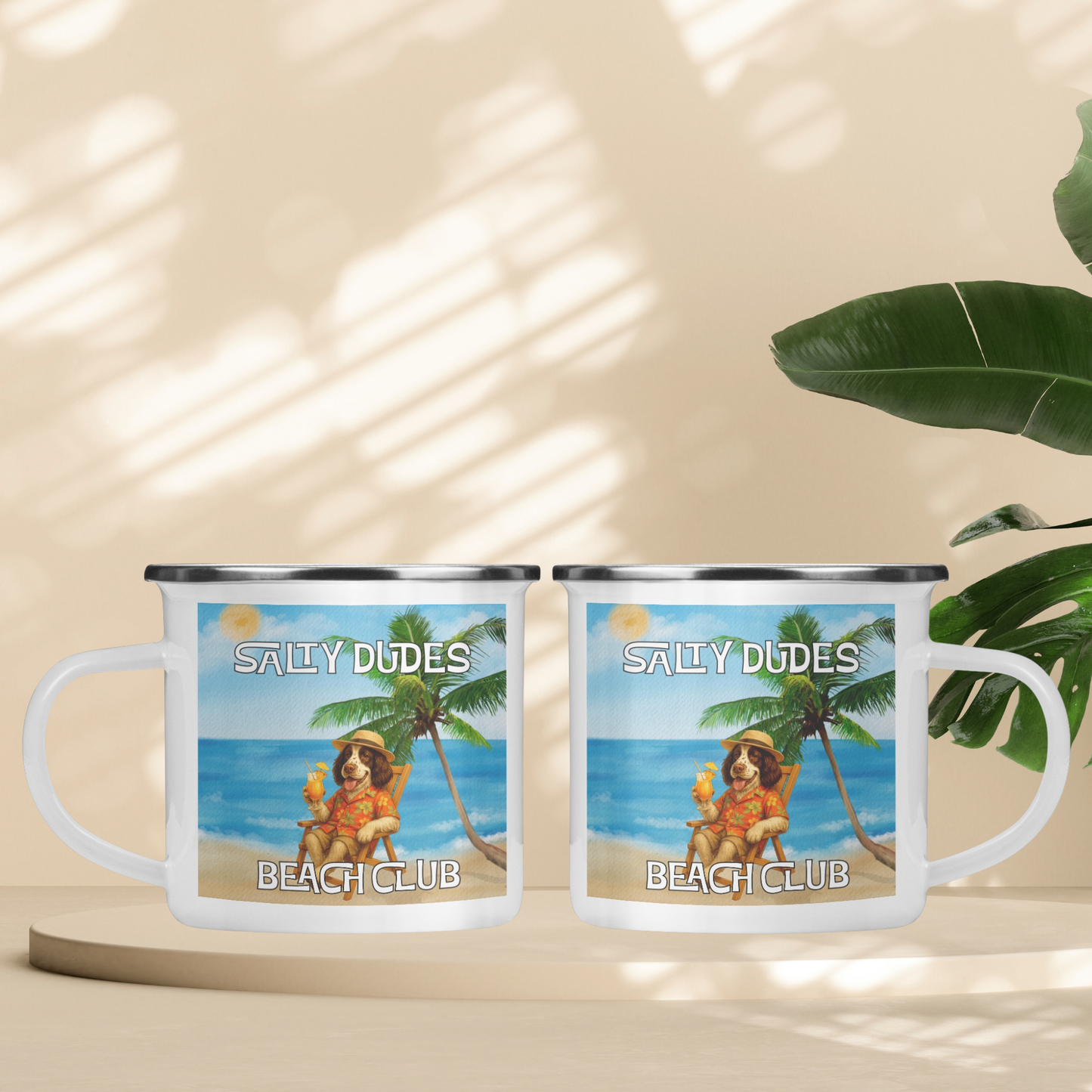 Salty Dudes and Babes Beach Club Personalized Pet Camping Mug 12oz