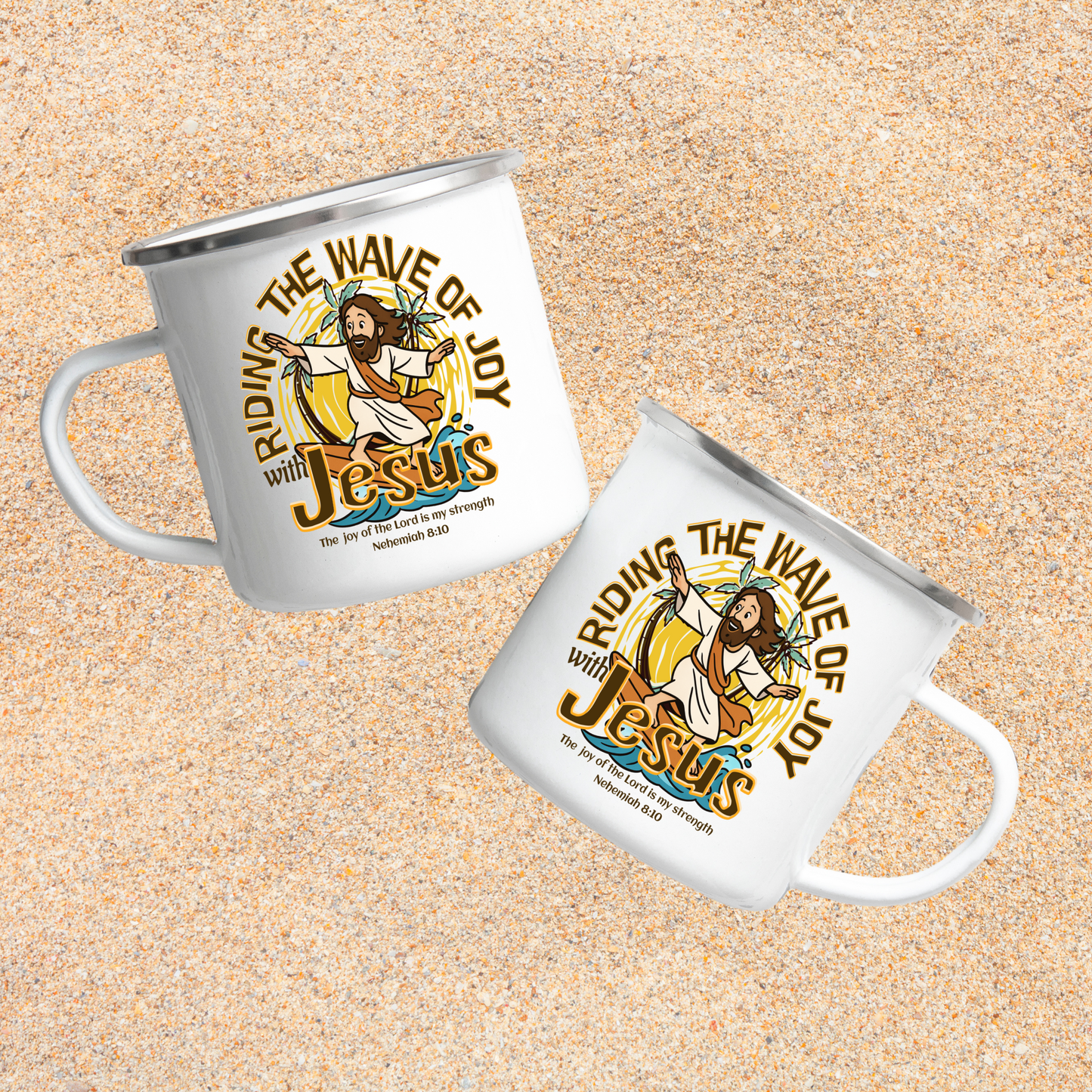 Riding the Wave of Joy with Jesus Camping Mug 12oz