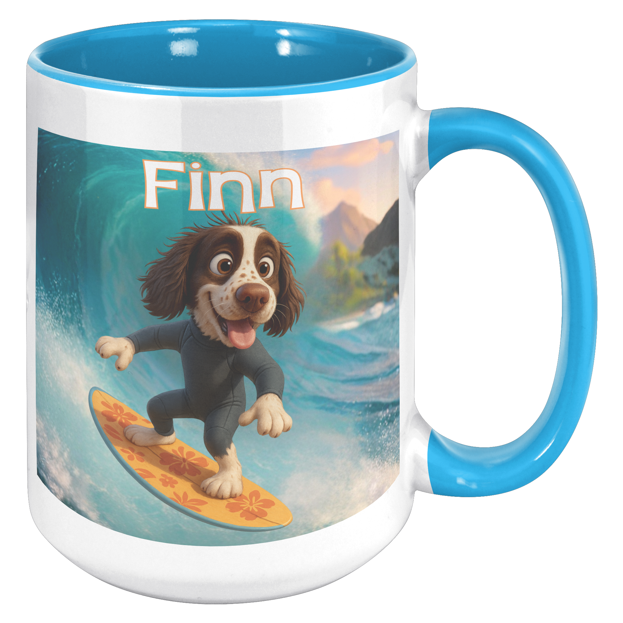 15oz Surfing Dog Personalized Mug