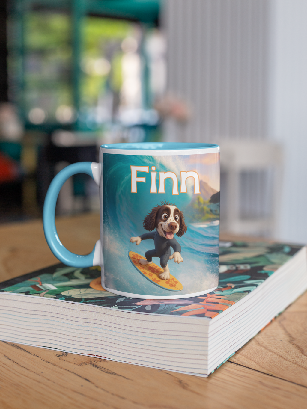 15oz Surfing Dog Personalized Mug
