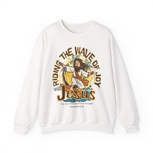 Riding the Wave of Joy with Jesus Sweatshirt
